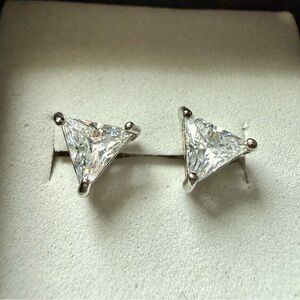 NEW!! Triangle shaped stud post earrings sterling silver plated